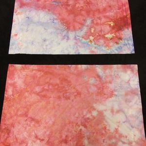 Handmade tie dye pillow cases. Ice dye. Hippie bed